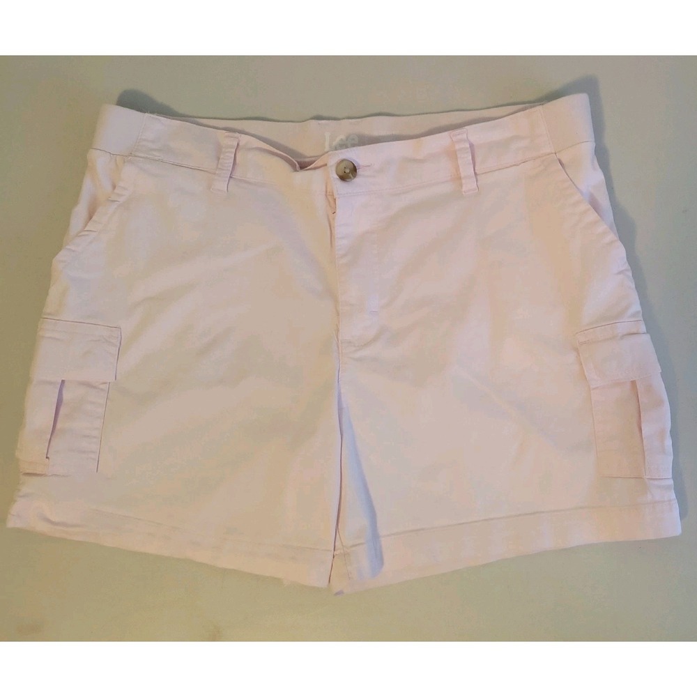 Lee Cargo Shorts Pink Cotton Spandex Regular Fit Mid Rise Size 16 Utility